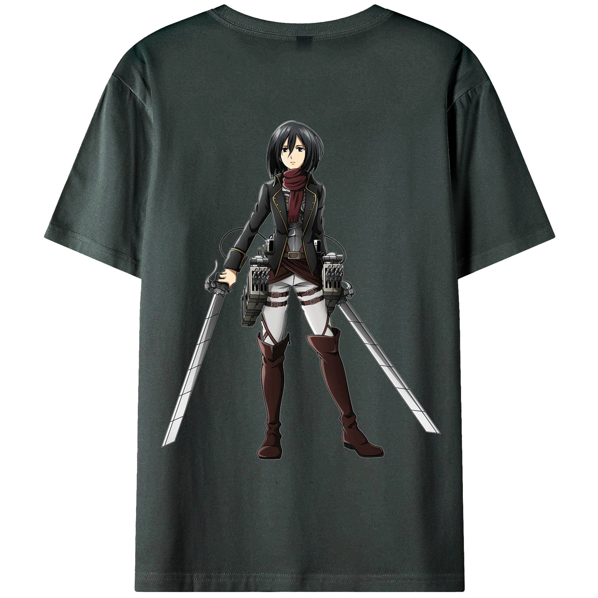 （画像用） 進撃の巨人 ミカサ·アッカーマン Attack on Titan Mikasa Ackerman 綿100％ メンズ半袖Tシャツ（バックプリント） 通気性